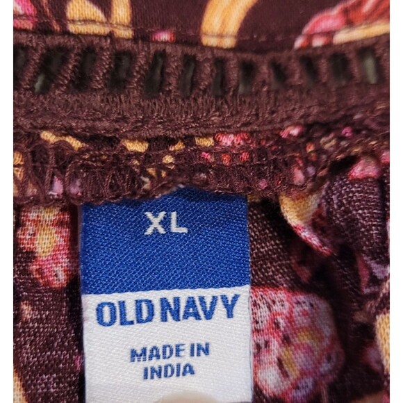 NWT Old Navy Boho Pink Floral Crop Top Size XL V-Neck Peasant Flutter Sleeve - Picture 3 of 6